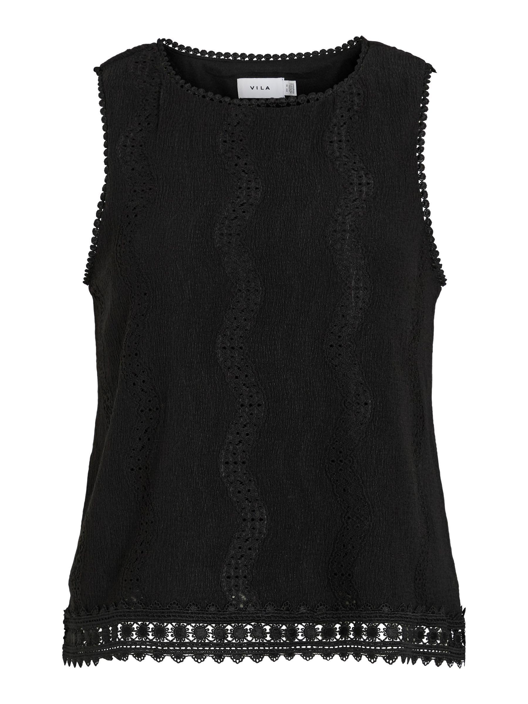 Vila Vitortena O-Neck S/L Top, Black Beauty, M