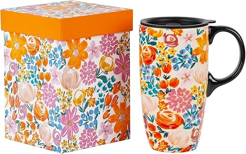 Miniatura 10 de Topadorn Tazas de cerámica, taza de café con tapa y asa, taza de café, 17 onzas, cactus