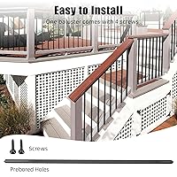 Vista 5 de Balaustres planos rectos de aluminio de 32-1/4 pulgadas con tornillos, paquete de 50 barandillas ranuradas para porche, barandilla de cubierta