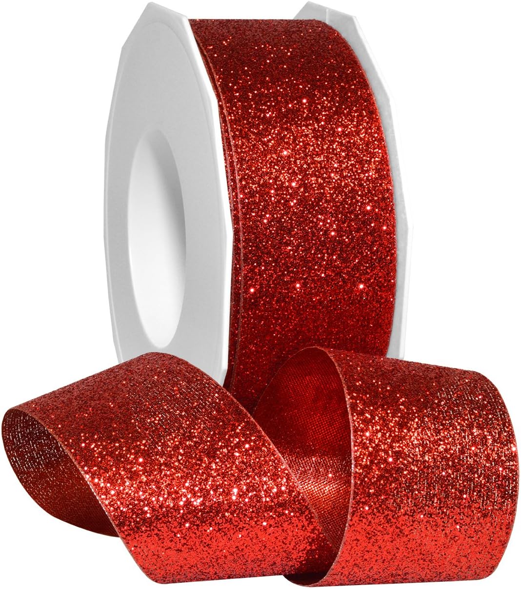 Amazon Com Morex Ribbon Princess Glitter Ribbon 1 1 2 X 25 Yd Ruby 75 Feet