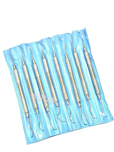 Miniatura 6 de Juego de curetas dentales de acero inoxidable alemán de alta calidad, kit de instrumentos veterinarios dentales - Curetas periodontales Gracey mango