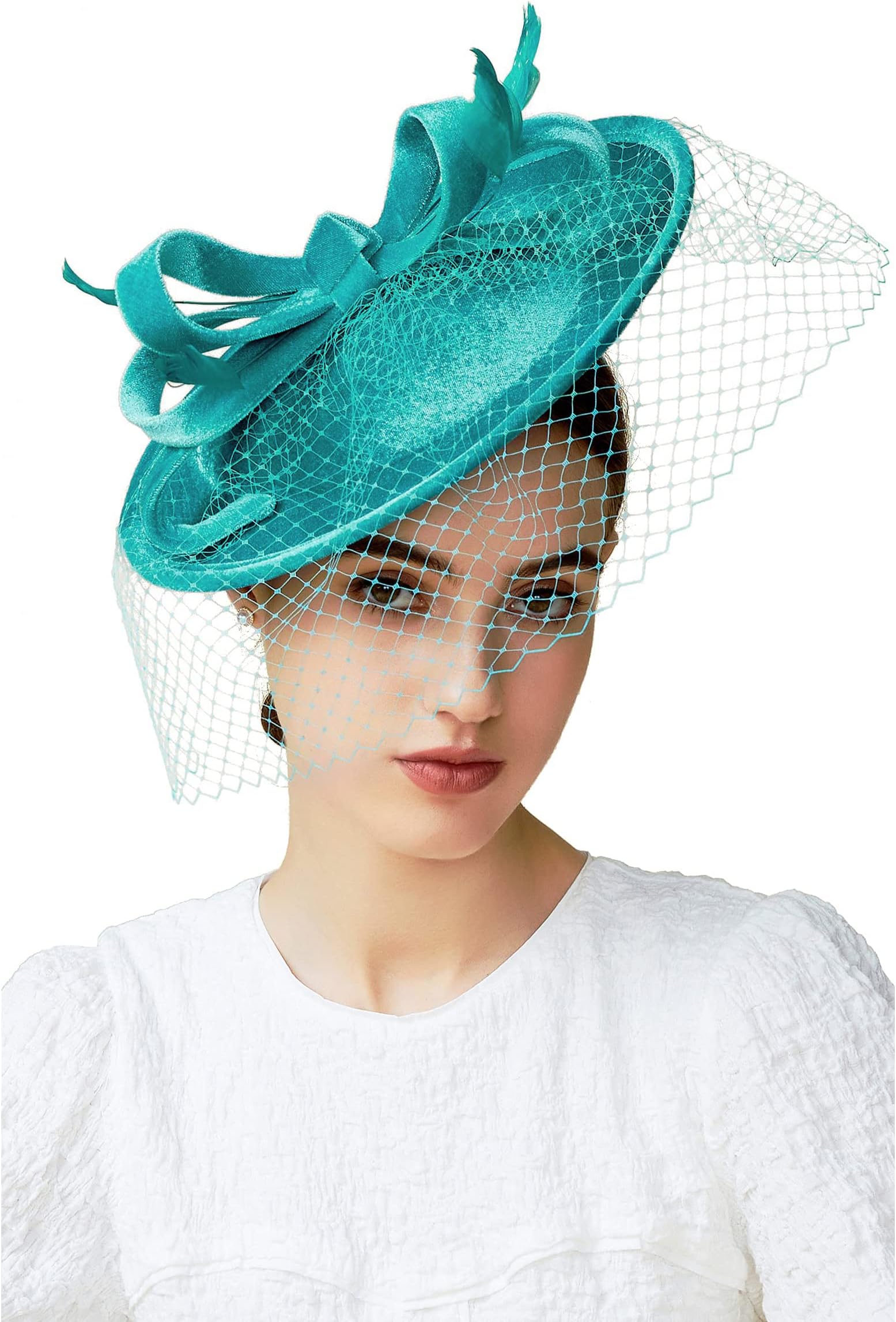 BABEYOND Tea Party Fascinator Kentucky Derby Hat Fascinator Cocktail Pillbox Hat Veil Headband