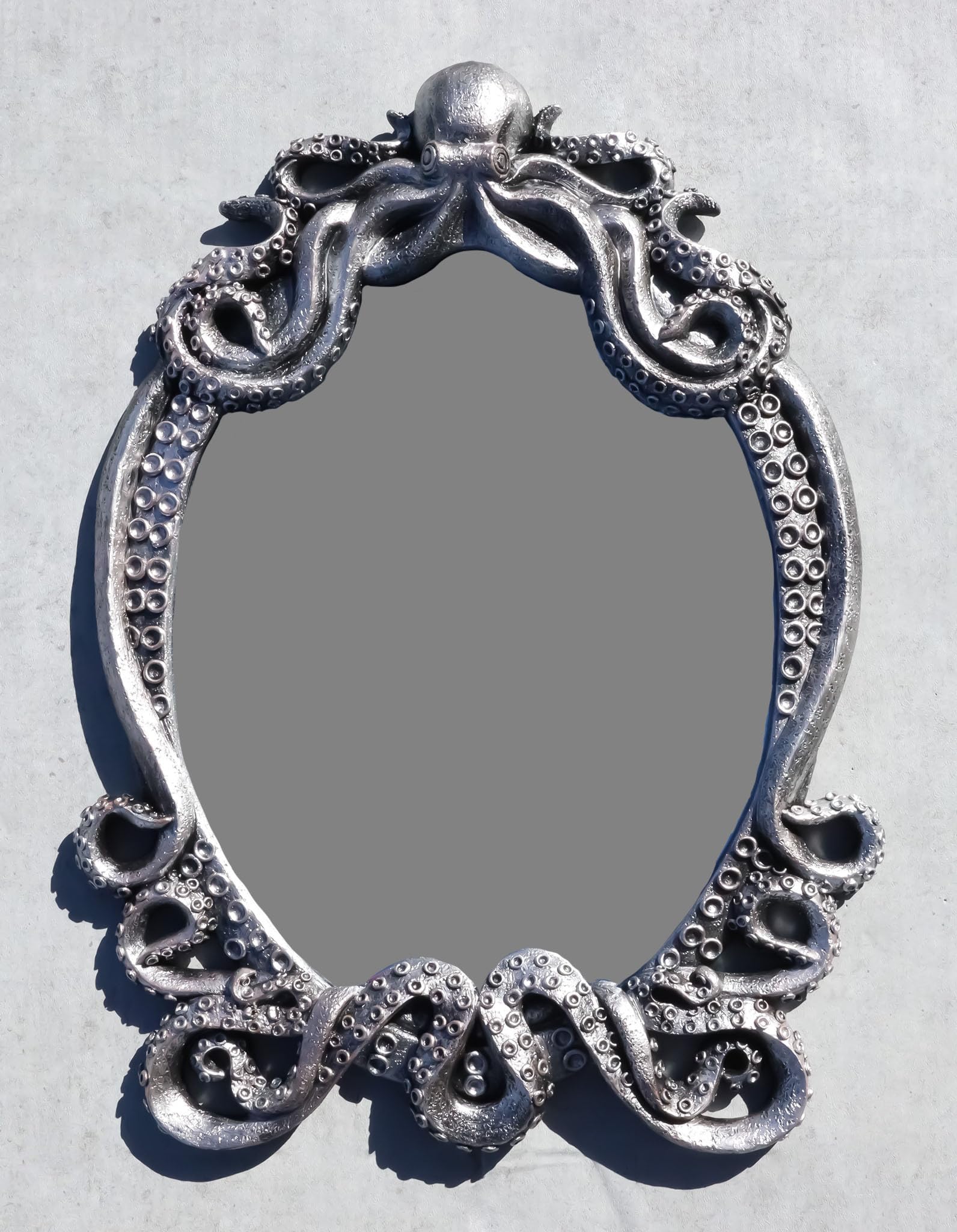 Ebros Gift 25" Tall Large Vintage Silver Marine Sea Monster Kraken Cthulhu Octopus Tentacles Wall Mirror Hanging Plaque Figurine Decor Legends Myths and Fantasy Accent