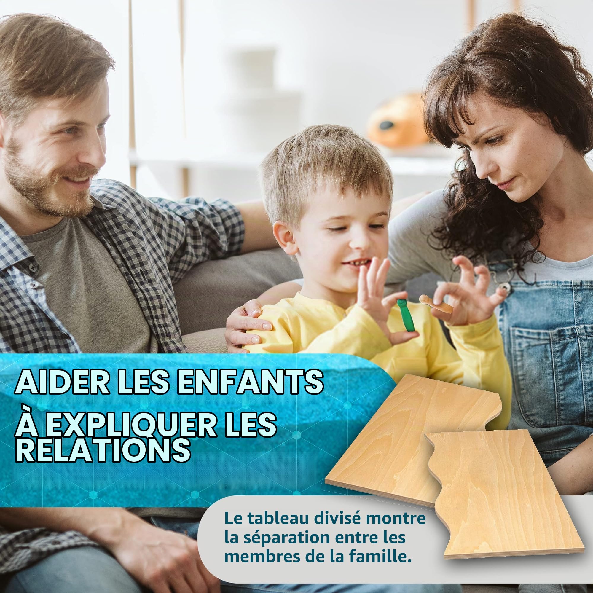Constellations familiales | Planche systémique en Bois de Haute qualité pour Installation et Coaching en Famille | 32 pièces INCL. Boîte de Rangement