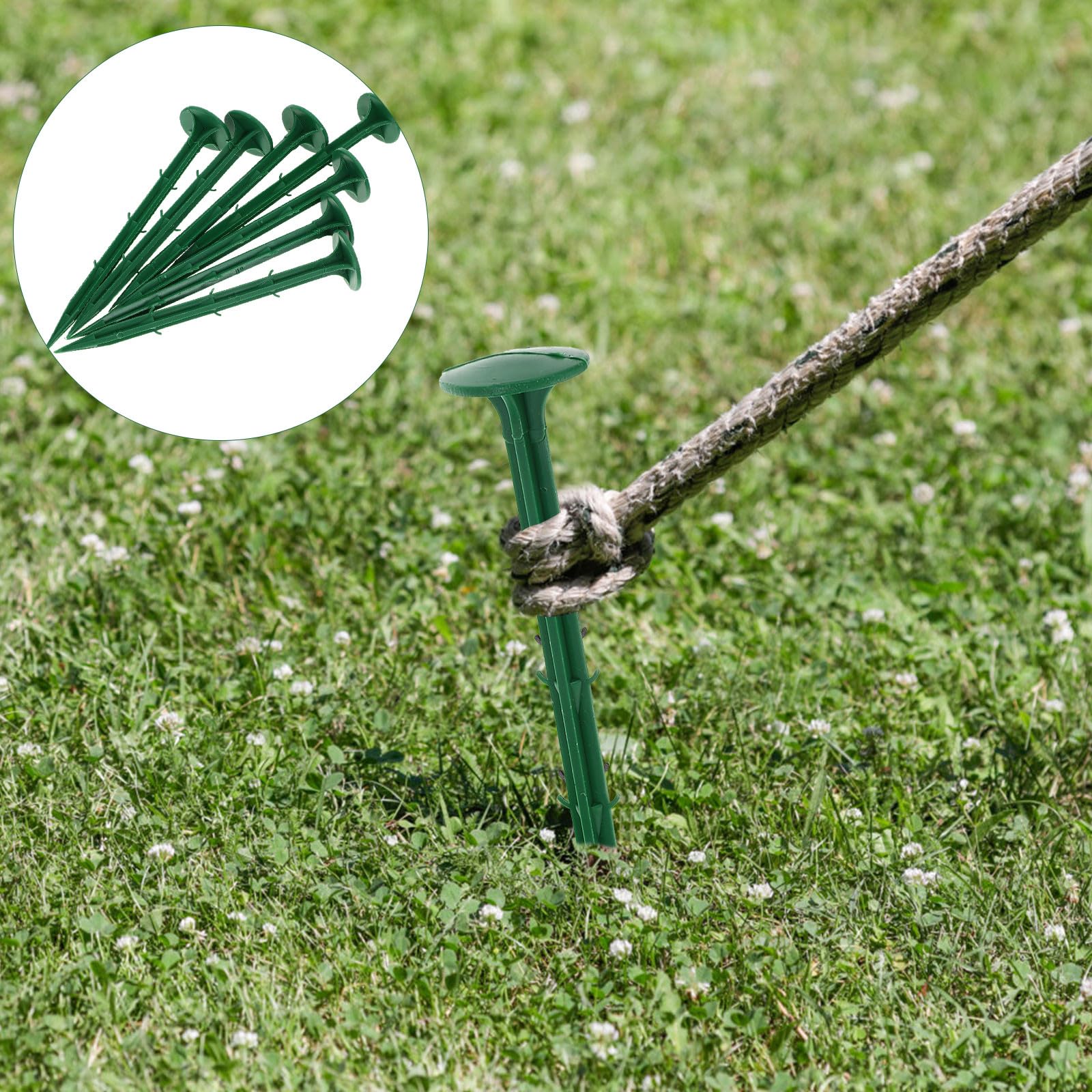 Picchetti da giardino e ancoraggi a terra, 100 picchetti in plastica per fissare teloni e uso intensivo, accessori essenziali per giardinaggio per stabilità all'aperto