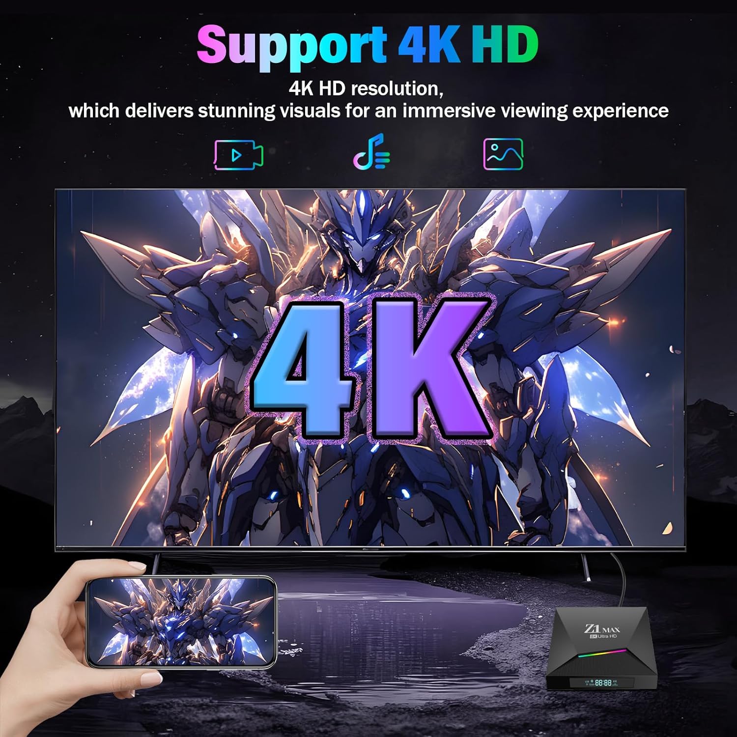 Multi-screen interaction feature of QISHENKOLA Z1 Max Android TV Box