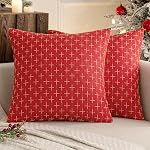 MIULEE Pack of 2 Decorative Burlap Linen Throw Pillow Covers Modern Farmhouse Pillowcase Rustic Woven Textured Cushion Cover for Sofa Couch Bed 18x18 Inch Olive Green