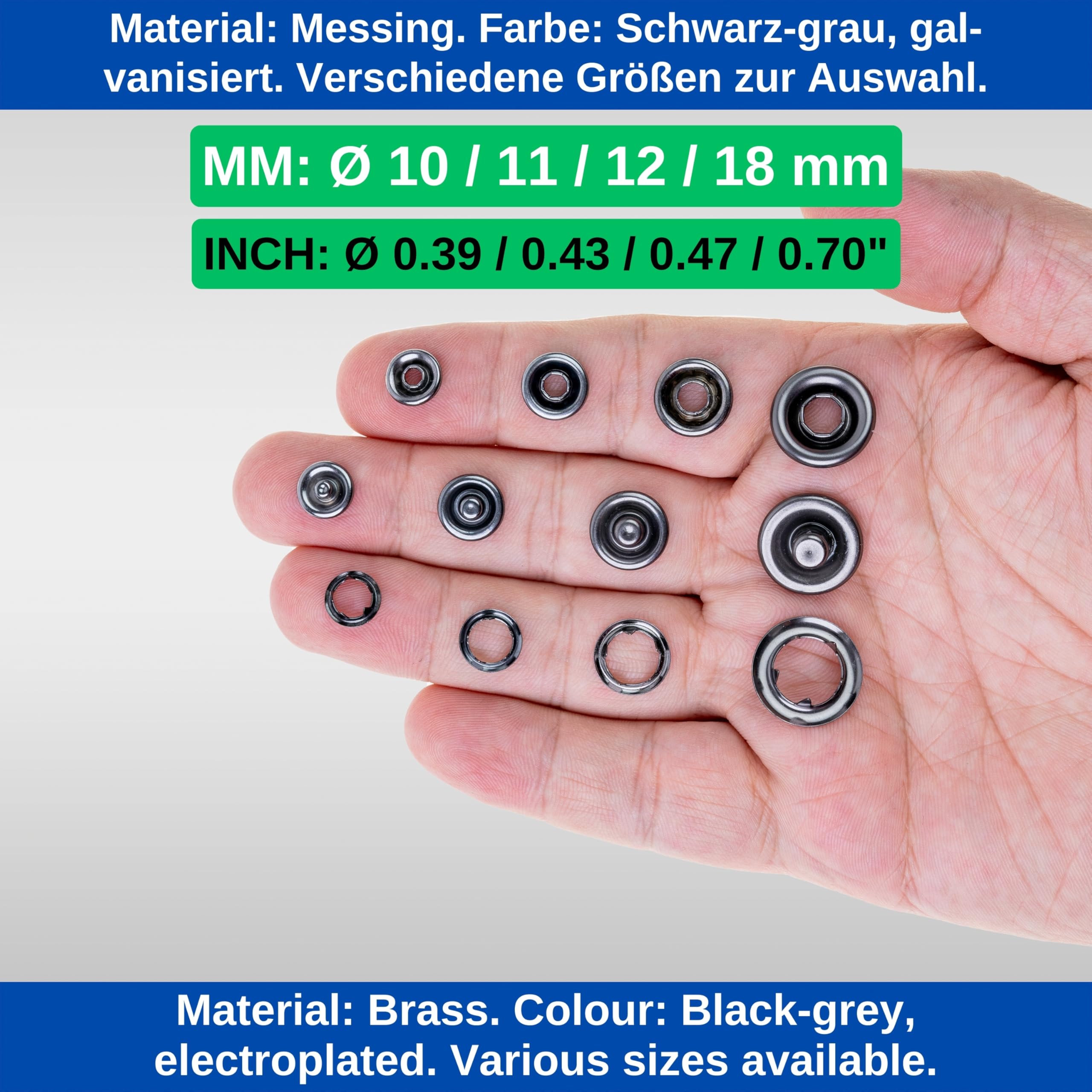 Metall-Druckknöpfe Zum Aufnähen – 12 Mm, 20 Sets, Schwarz – Für Kleidung & DIY