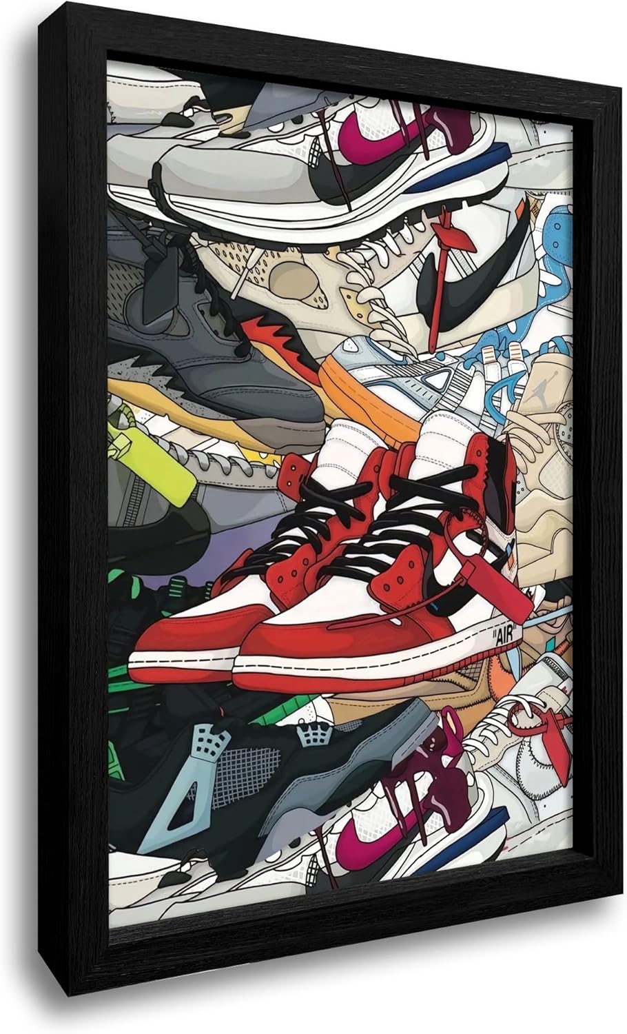 WOOTONG Sneaker poster Hypebeast, Sneaker Wall Art Decoration,AJ Shoe Poster Art Sports themed Wall Art Boy Room, Sneaker Air Sneaker Shoebox Collection (Black Frame, 16" x 24")