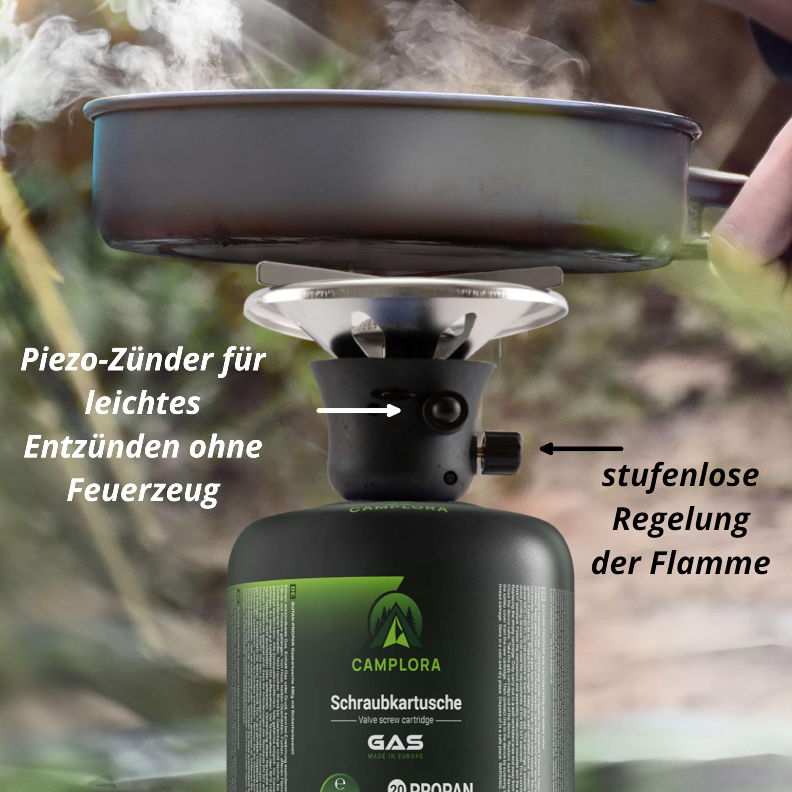 CAMPLORA Gaskocher - Campingkocher für Schraubkartuschen - klein