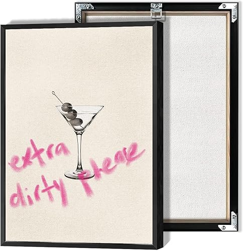 Miniatura 12 de Lienzo decorativo retro rosa para pared, póster de cóctel funky de verano, impresiones de alcohol rosa preppy, decoración estética ecléctica para