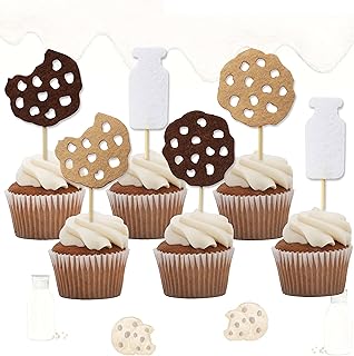 Milk and Cookies Birthday Cupcake Toppers Cookie and Monster Happy Birth...
