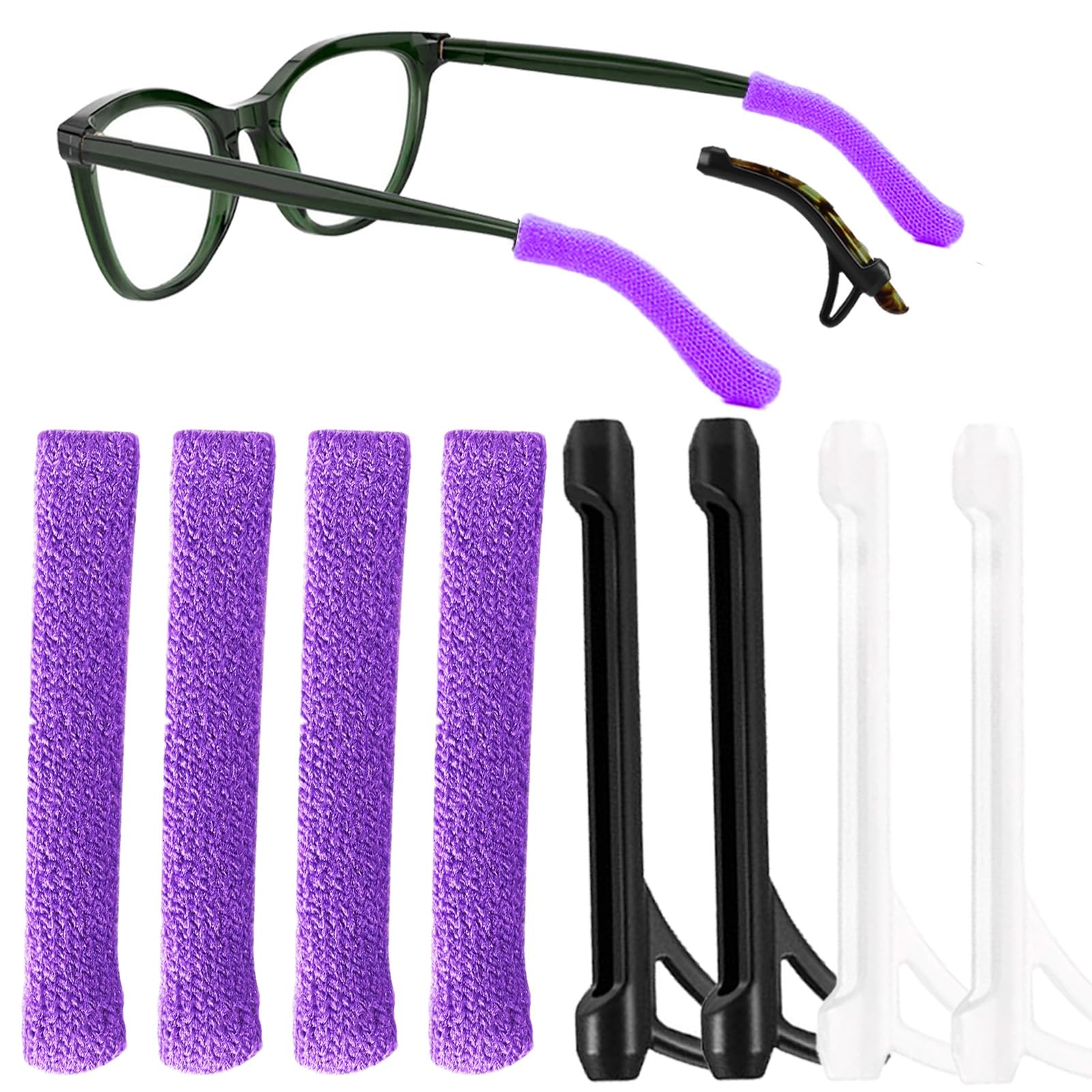 HORNYPOOT Soft Glasses Ear Cushion,Knitting Cotton Eye Glasses Ear Grippers,Eyeglass Temple Sleeves,Glasses Ear Grip