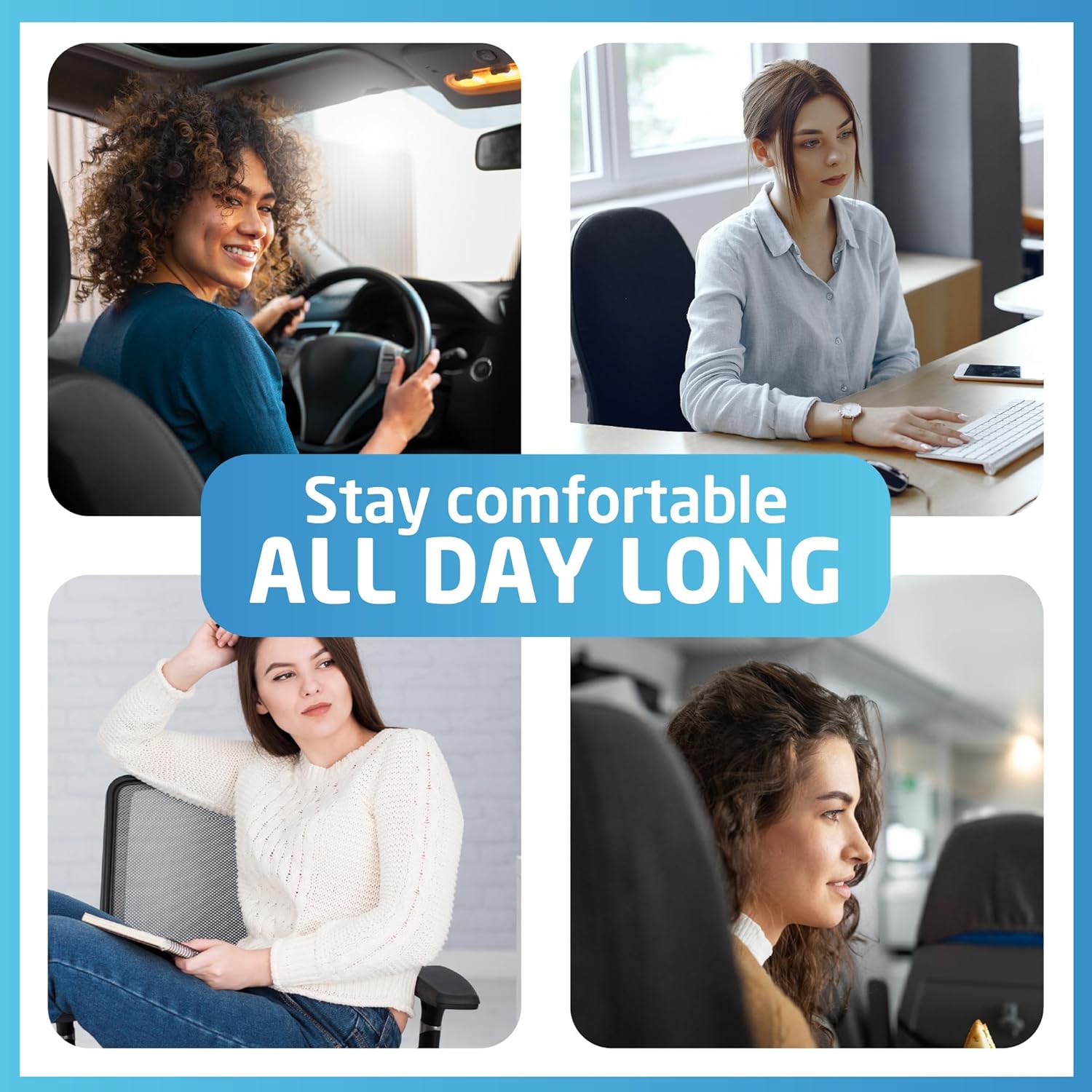 Lumbar & Neck Support Pillow Kit - Black - Back & Neck Support Pillow for Car & Office Chair - Memory Foam Pillow - Ergonomic Pillow for Neck & Back Pain - Image 6