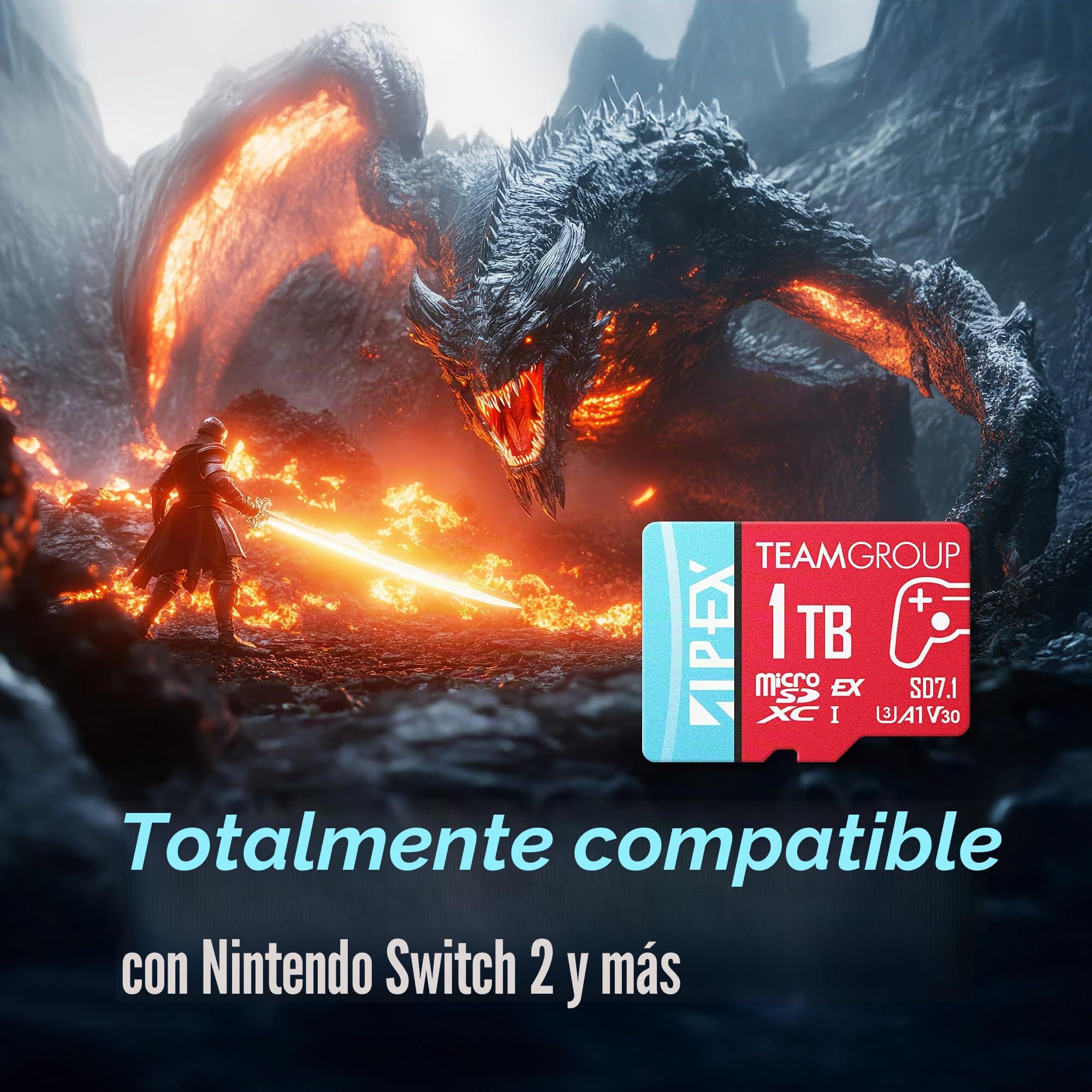 TEAMGROUP Tarjeta APEX de 1 TB para Nintendo Switch Micro SDXC Express UHS-I U3 A1 V30, R/W hasta 800/700 MB/s con adaptador TAPMSDE1TIV30A102