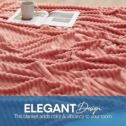Miniatura 4 de Nestl - Manta de felpa cortada, tamaño Queen, ligera, súper suave, esponjosa, de lujo, lavable a máquina, 90x90 pulgadas, color rosa niebla