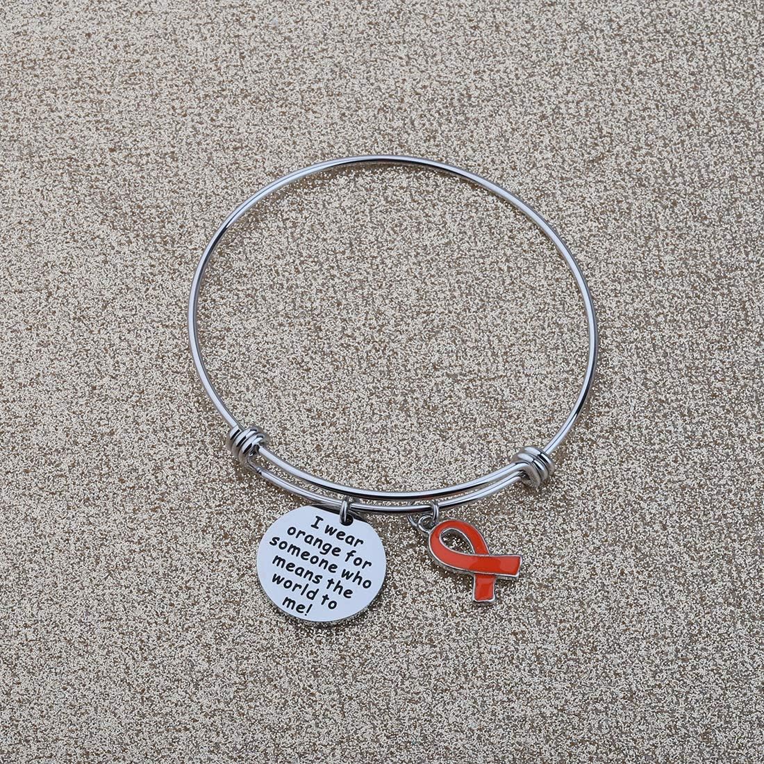 POTIY Orange Awareness Ribbon Charm Bracelet Kidney Cancer Leukemia Multiple Sclerosis Awareness Jewelry Cause Ribbon Inspirational Bracelet for Women - Image 5
