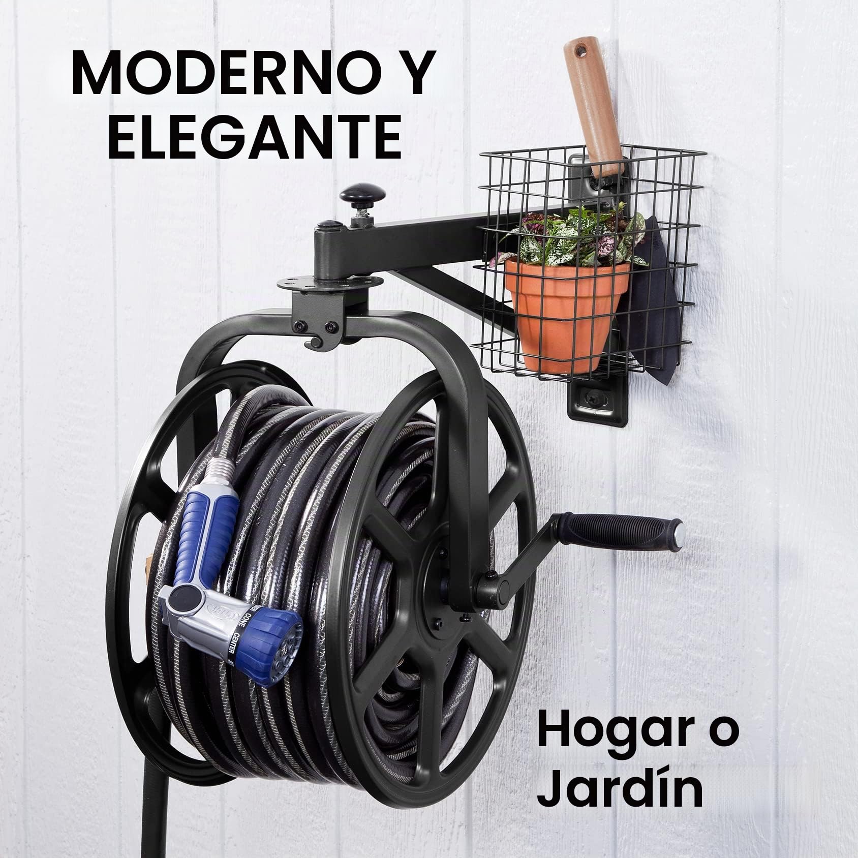 Liberty Garden Products Carrete de manguera 712-B, negro