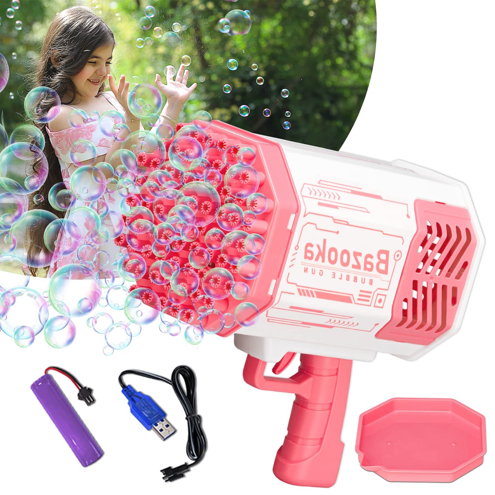 Machine à Bulles Enfant Avec Moulin à Vent Et LEDs - 10 000 Bulles/min - Rechargeable USB - Cadeau Anniversaire 3 Ans Et Plus - 7