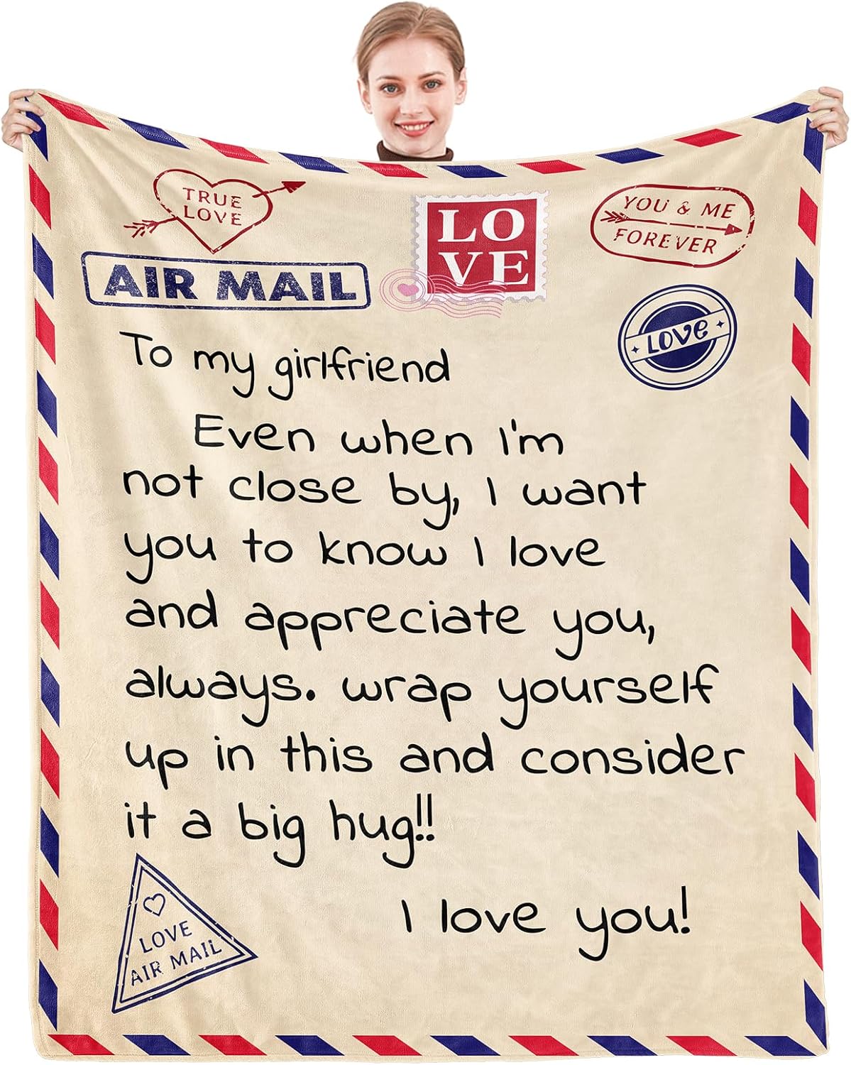 to My Girlfriend Blanket Girlfriend Gifts I Love You Blessing Sweet Sayings Quote Throw Blankets Birthday Gifts for Her Anniversary Soft Blankets for Bed Sofa and Couch 80x60 inch