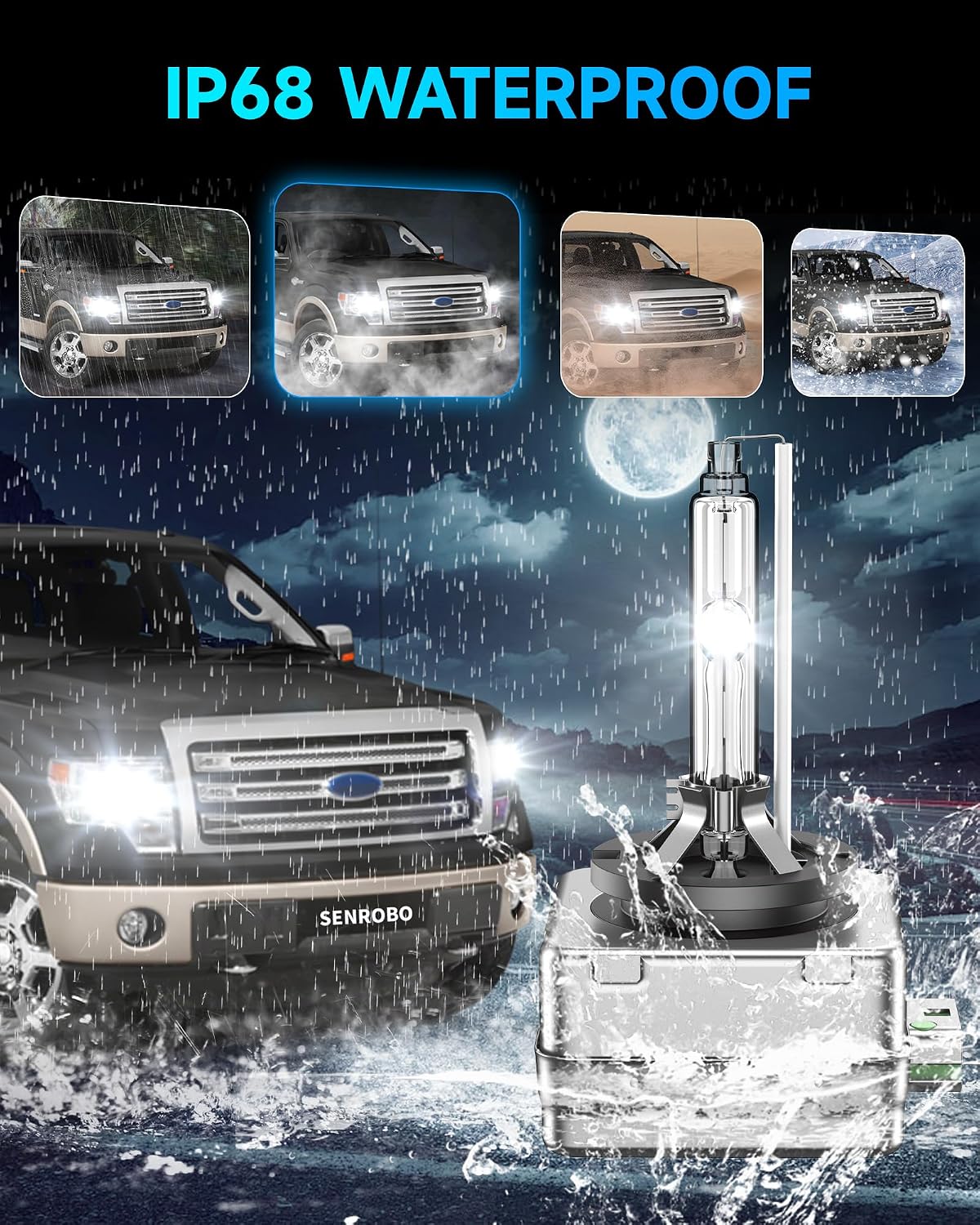 Fit for Ford 2013 2014 F150 2013-2019 Flex Edge Escape Titanium D3S HID Headlight Bulbs, 350% Brightness, High Low Beam Xenon Light Bulb, 6000K Cool White, Plug and Play, Pack of 2
