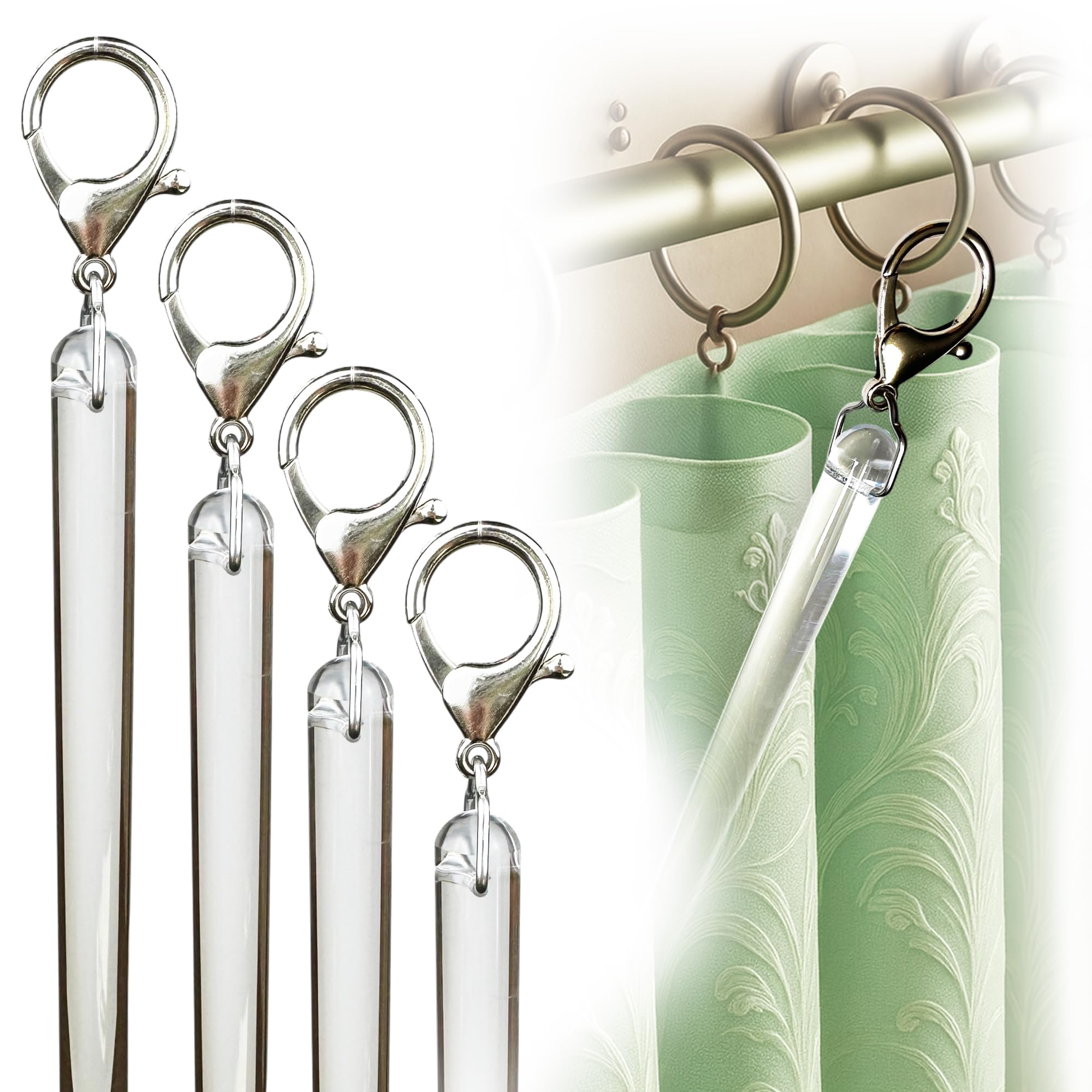 Bastone per tende in acrilico trasparente, 61 cm, confezione da 4