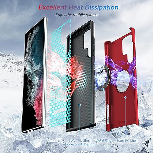 Miniatura 10 de Anqrp Hidden Series - Funda para Galaxy S22 Ultra 5G, disipación de calor soporte sin caídas anillo de metal de 360, grado militar de 15 pies, funda