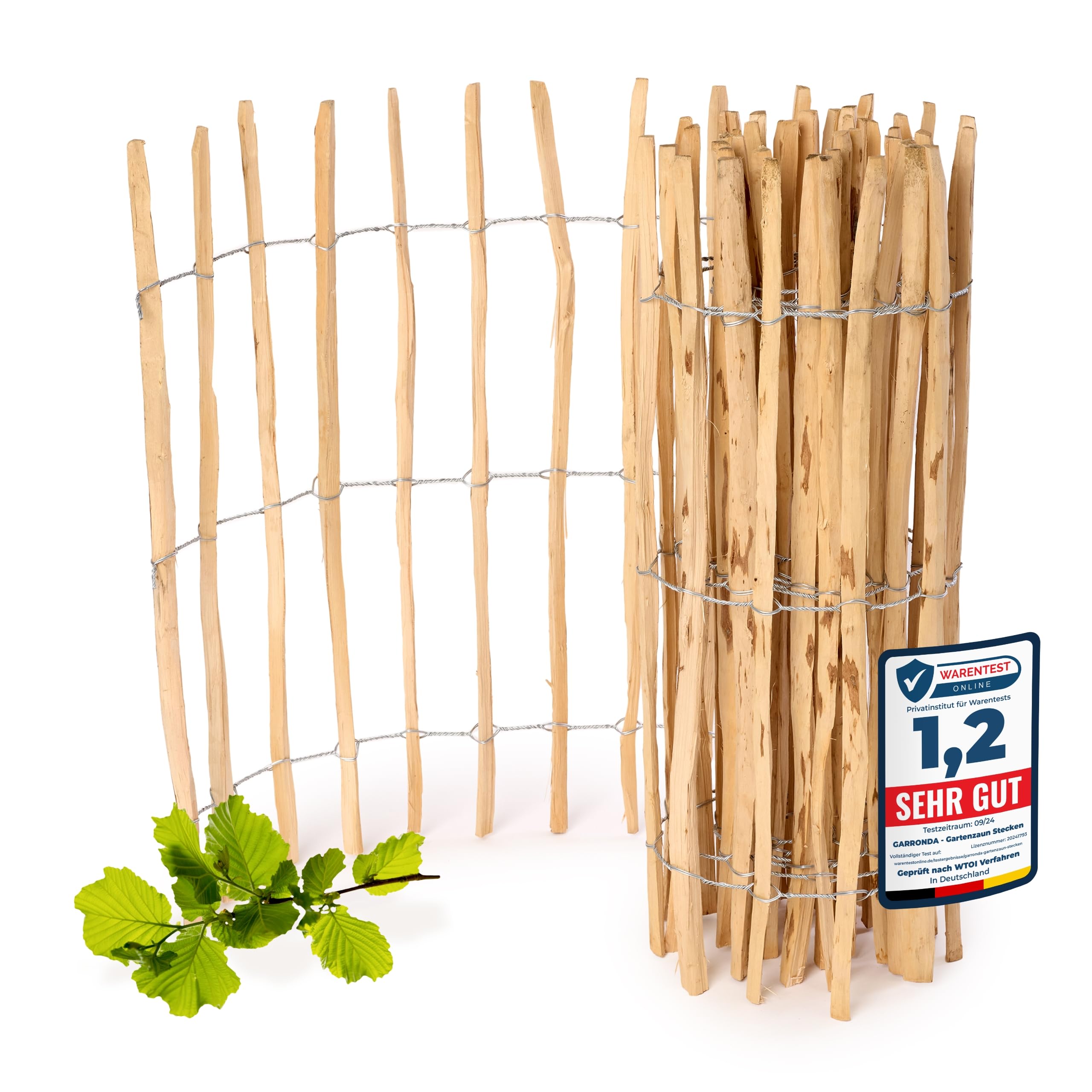 Garronda Cloture Jardin Exterieur à Planter en noisetier, clôture Jardin, clôture Bois, Bordure en Bois pour Jardin, ganivelle de Potager Exterieur GD-​0079 (Écart des Lattes: 7-​8 cm, 100 cm x 5m)