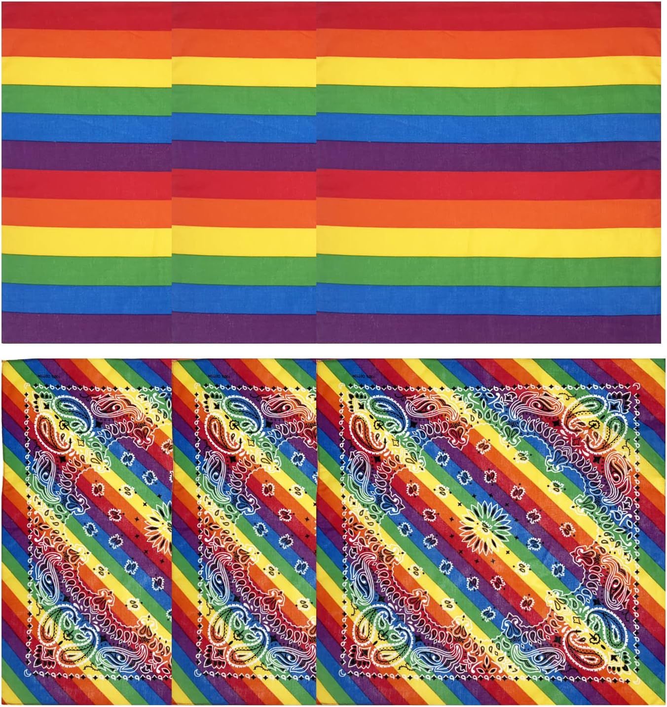 6 Pieces Rainbow Pride Bandana Square Scarf Gay Pride Bandana Headband Scarf for Party Celebration Supplies - Image 2