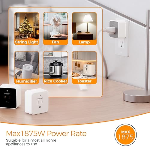 Miniatura 4 de TESSAN - Toma de control remoto, paquete de 3 interruptores de luz remotos inalámbricos, enchufe de encendido y apagado para luces, lámparas,