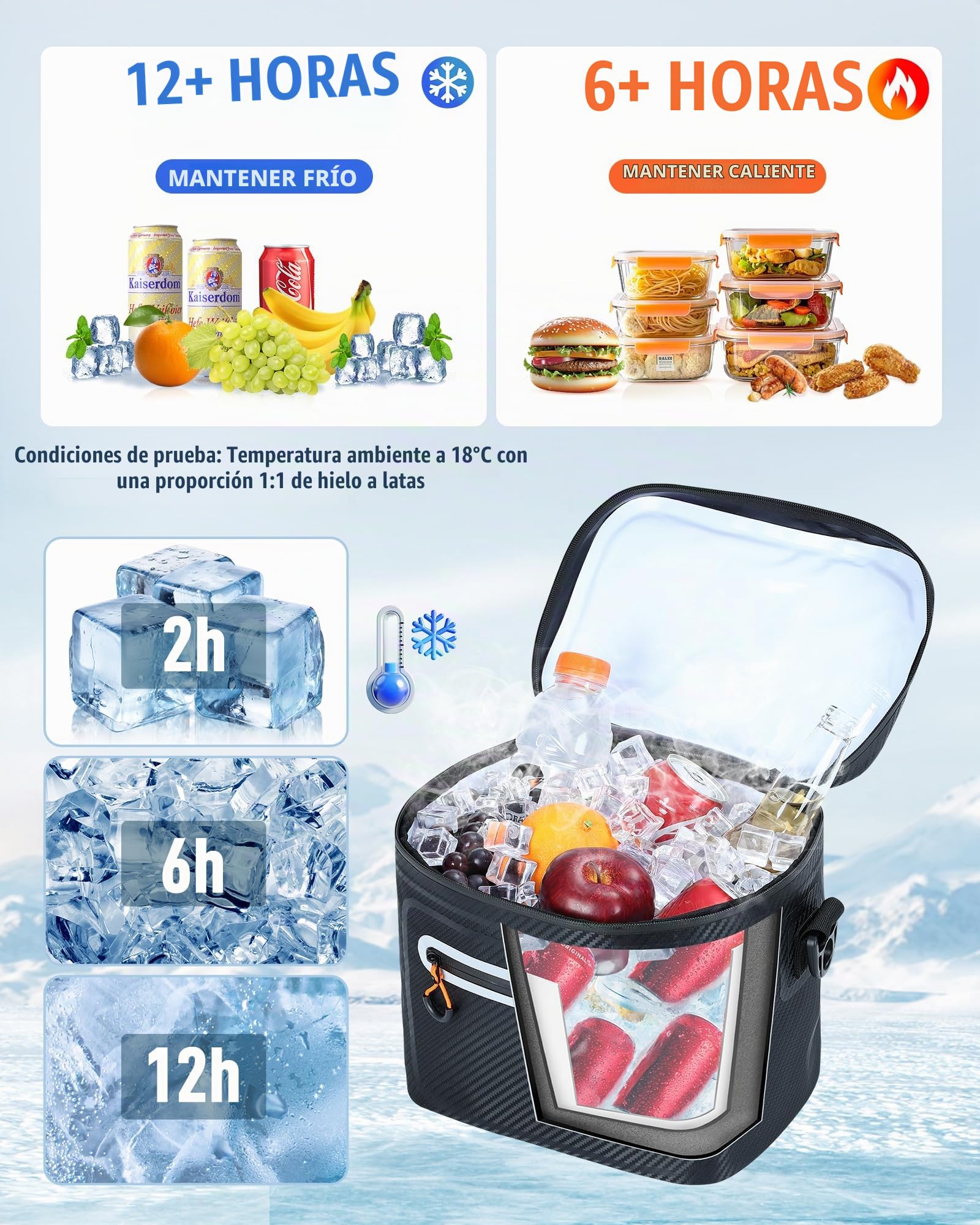Lekesky Bolsa Termica Porta Alimentos 20 litros, Bolsa Nevera e Impermeable, Mantiene la Temperatura hasta 24 Horas, Ideal para Picnics, Acampadas, Excursiones a la Playa y Barbacoas,Negro