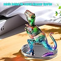 Vista 4 de Ornalrist Figuras de dinosaurio multicolor de cristal, regalos para niños y niñas, amantes de los dinosaurios, animales de arte de cristal
