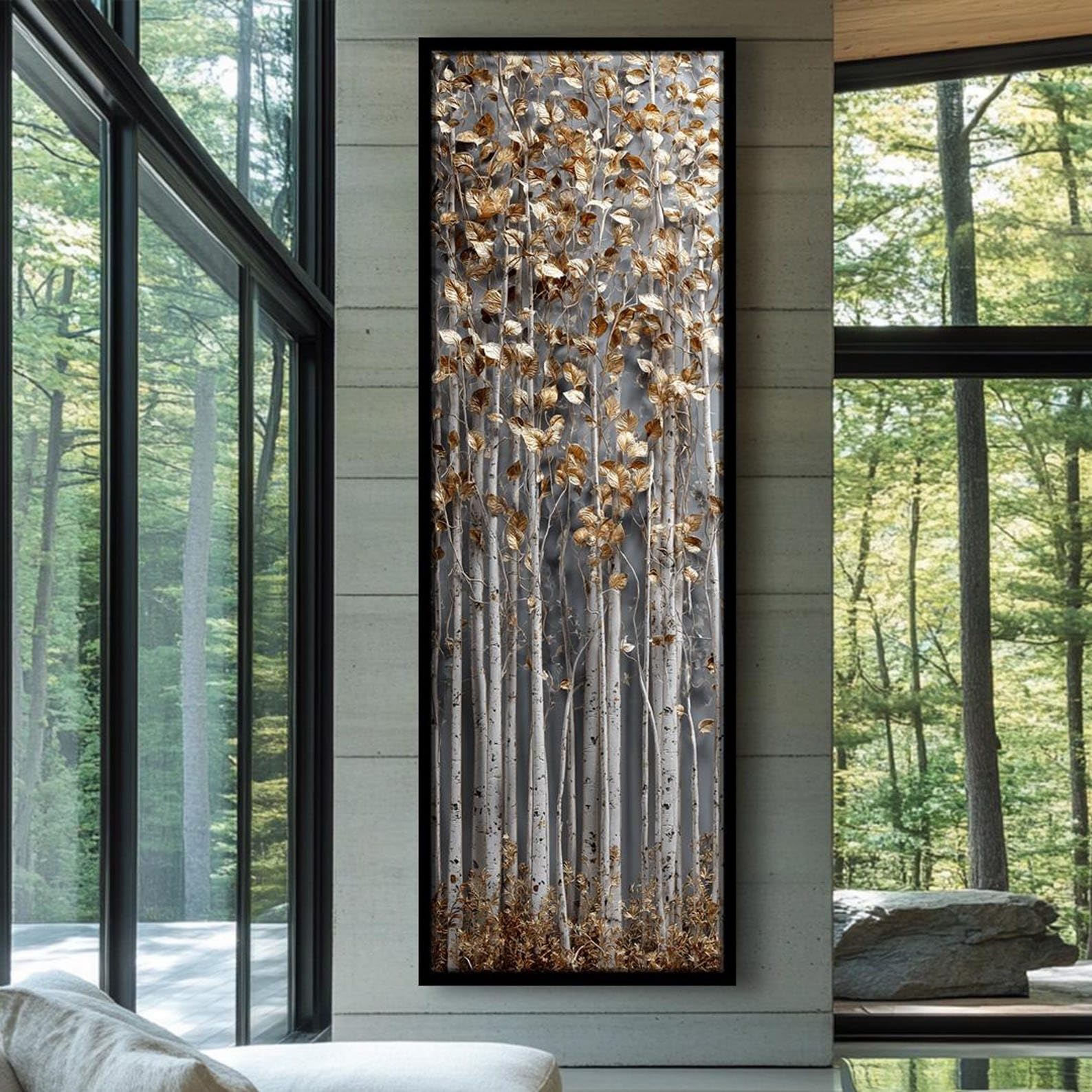 XINBAO Long Narrow Wall Art, Tall and Thin Canvas wall art, Nature Wall Art, Vertical Canvas Art for Office,Rooms Hall Painting(65x195cm/Frameless)