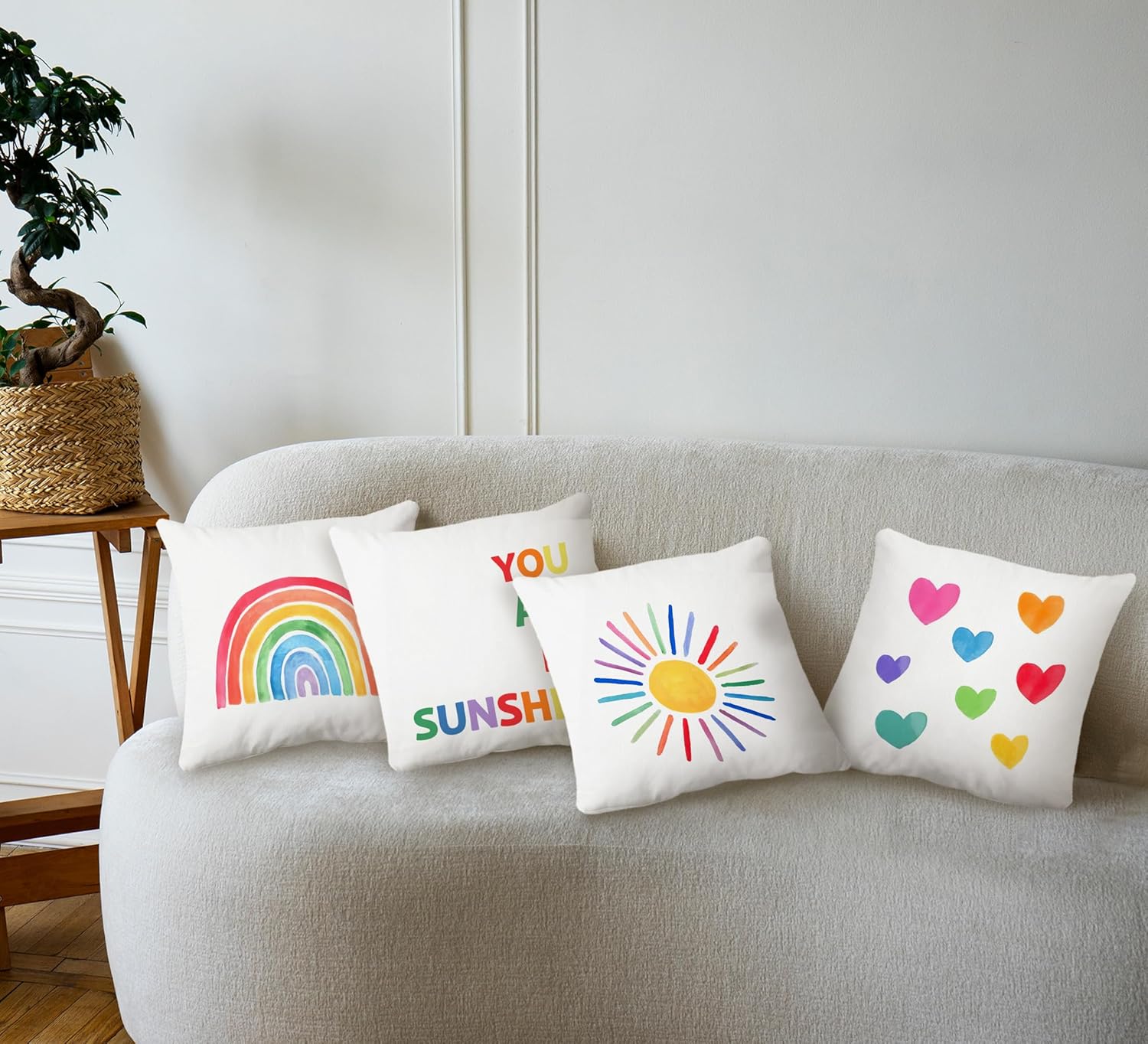 huester Boho You are My Sunshine Rainbow Sun Pillow, Kids Throw Pillows Rainbow Classroom Decor, Classroom Pillows for Kids Reading Corner Throw Pillow Decorative, Pillow Covers 18 x 18 - Image 6