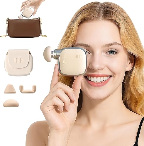 INIA Mini pistola de masaje, pistola masajeadora ultraportátil para aliviar el dolor muscular, masajeador de percusión de tejido profundo con 3