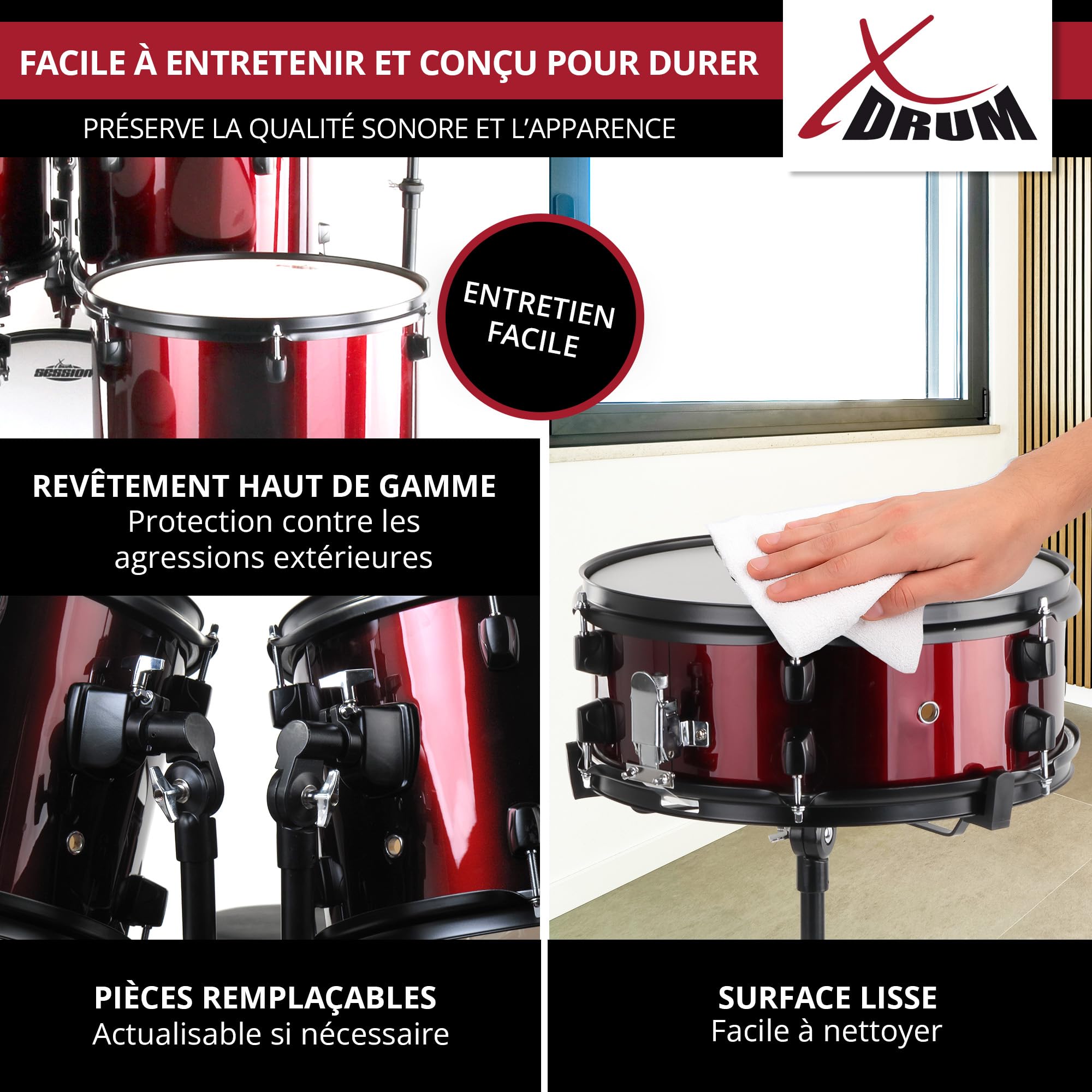 XDrum Rookie 22" Standard Batterie ruby red set complet