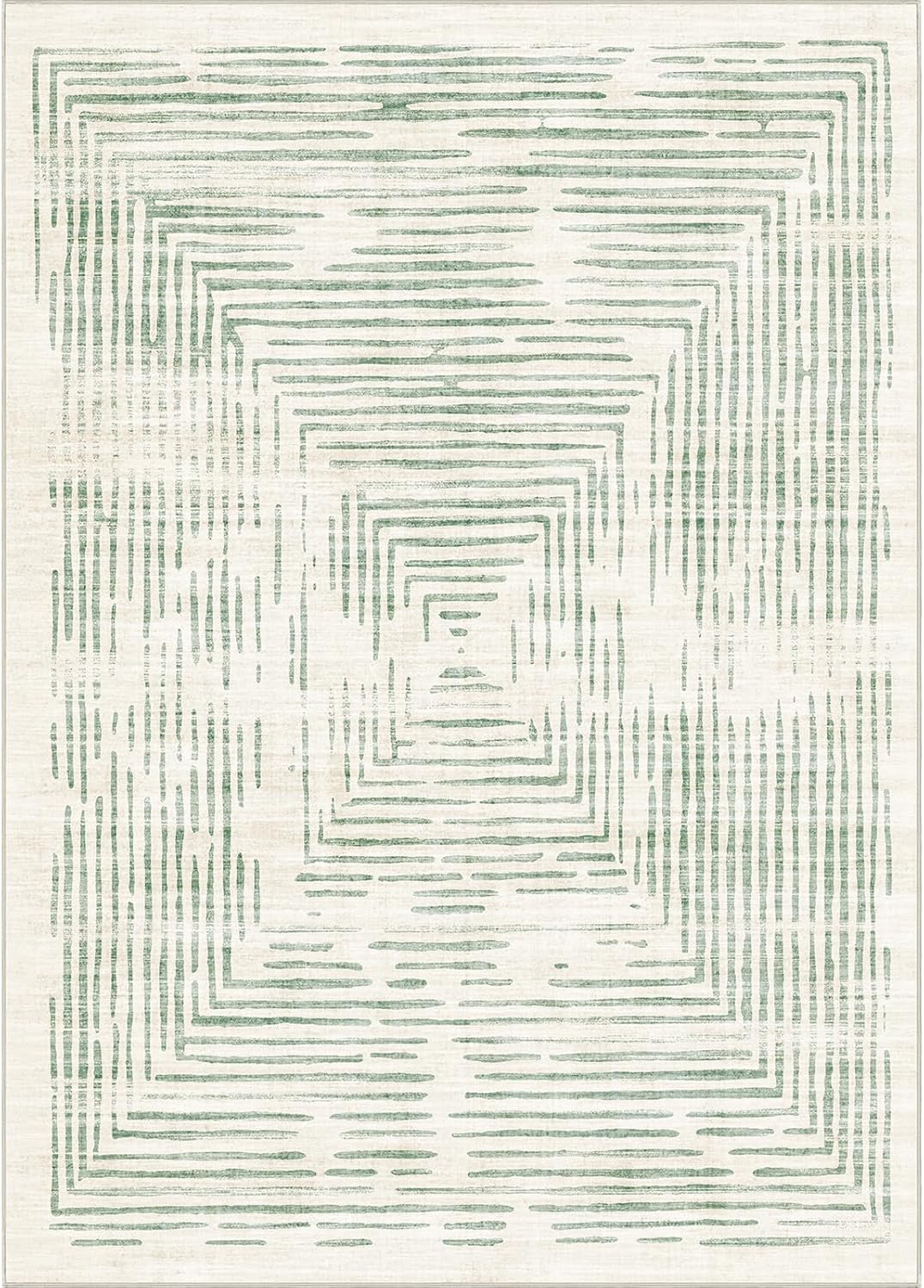BLISSA Washable 5x7 Area Rugs - Soft Modern Throw Rug for Living Room Non-Slip Ultra-Thin Sage Green Lines Borderd Abstract Carpet for Bedroom Dining Room Rugs for Under Table Nursery Home Decor - Image 8