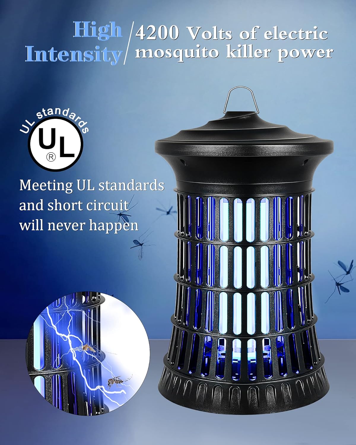 2021 Bug Zapper for Outdoor and Indoor, 4200V High Powered Electric Mosquito Killer, Fly Insect Trap , Mosquito Trap with 20W Mosquito Lamp Bulb for Backyard, Patio, Bedroom, Kitchen, Office: Garden & Outdoor