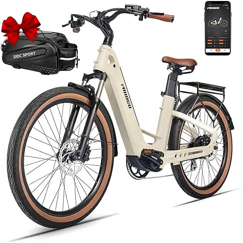 Carbon Fiber Electric Bike, 1000W Peak Motor 25MPH Ebike with 48V 19.6Ah Built-in Dual Batteries, 128 Miles Range, 26'' Tires, 7-Speed, Front Suspension, Lightweight Electric Bicycle