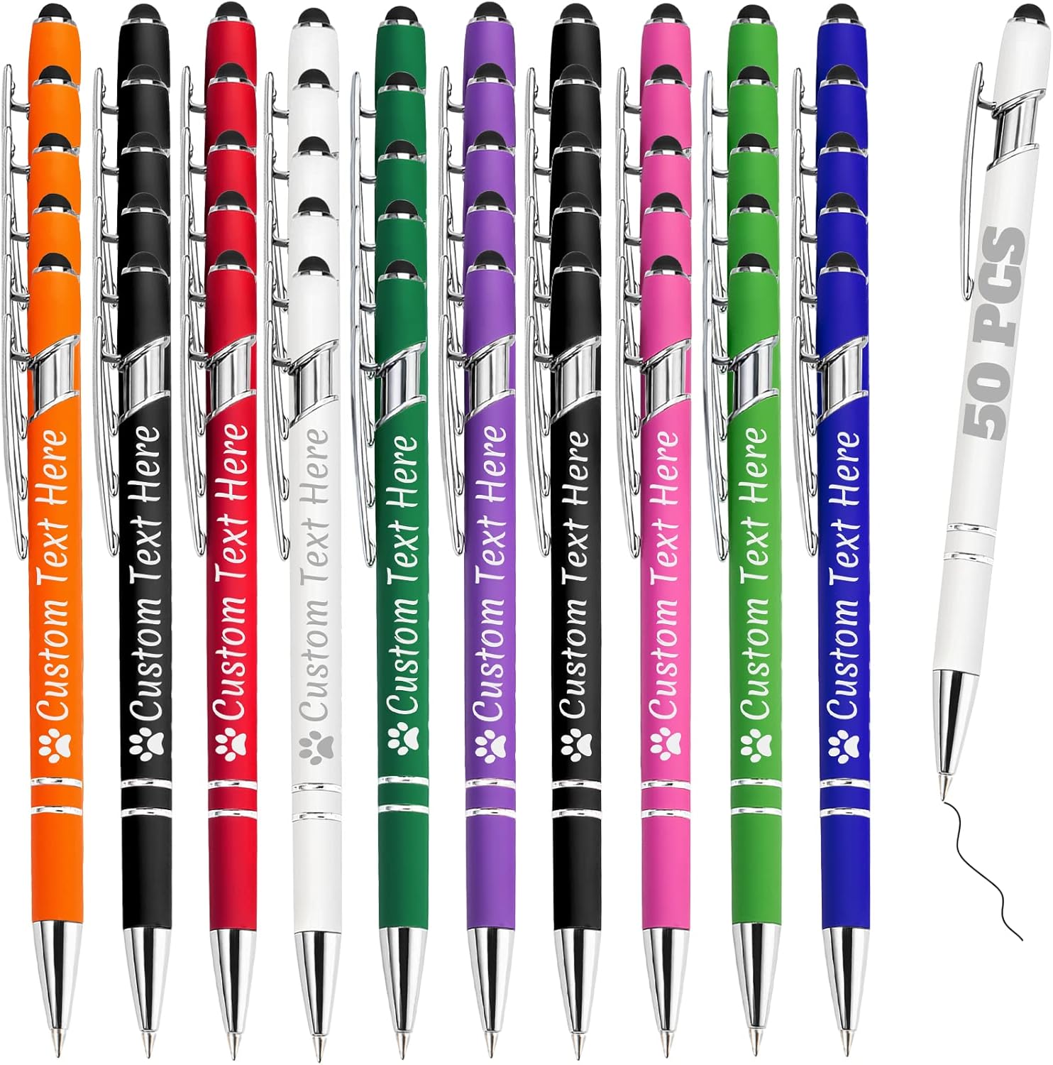 Aazon.co : Custo Pens Personalized Bulk, Custoized Ballpoint Pens With Stylus Nae Essage - View #7