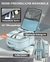 VANKEV Bővíthető Fedélzeti Hátizsák 40x30x20-25cm Ryanair EasyJet Wizz Air Laptop Táska Világoskék 5