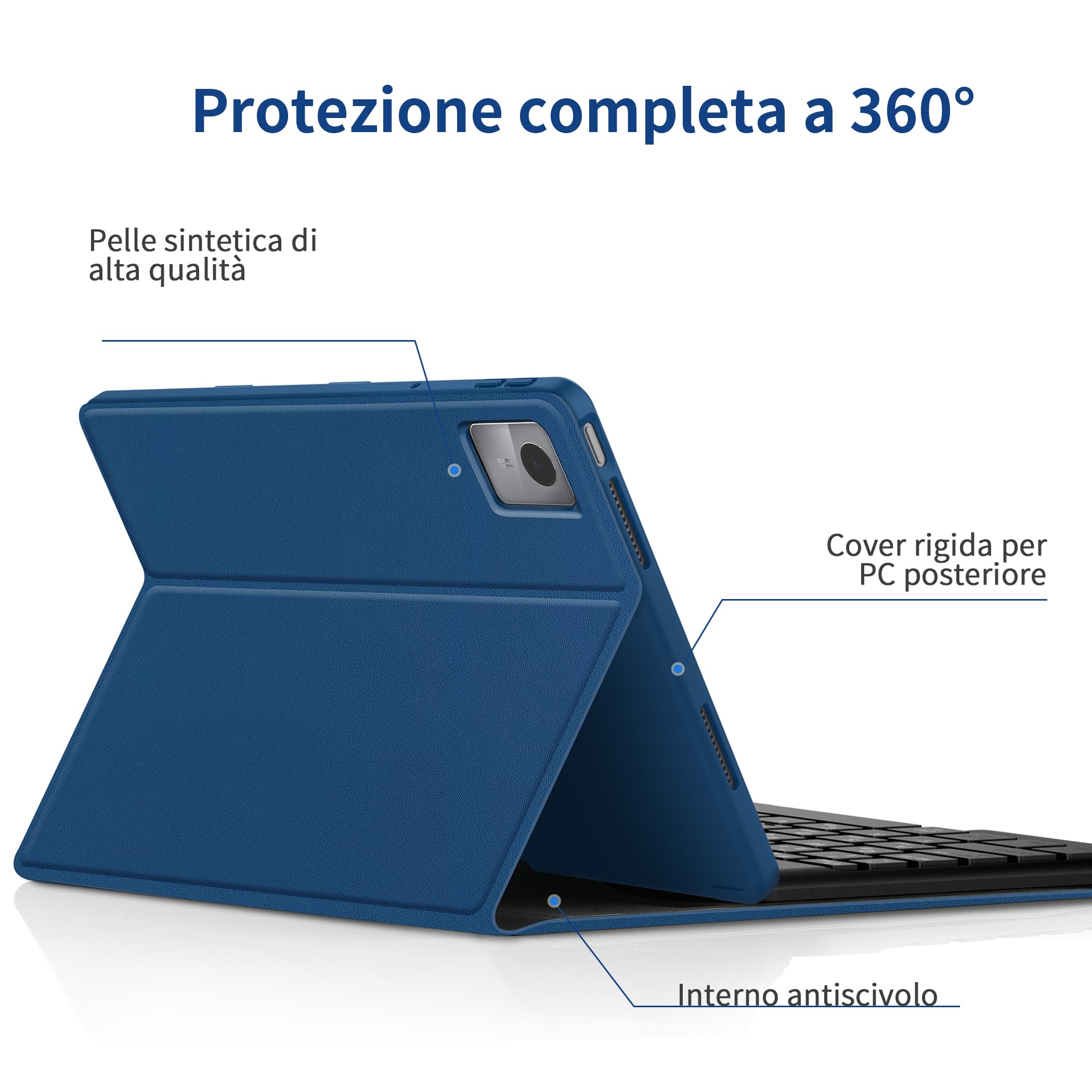 Custodia Con Tastiera Per Lenovo Tab M11 TB330 2024 - Tastiera Italiana, Pellicola Protettiva Inclusa