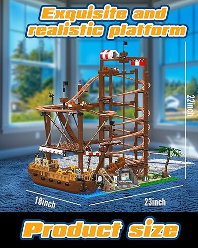 Miniatura 6 de Sosuy Juego de construcción de montaña rusa, barco motorizado eléctrico, parque de atracciones para niños, niñas y adolescentes, regalos de