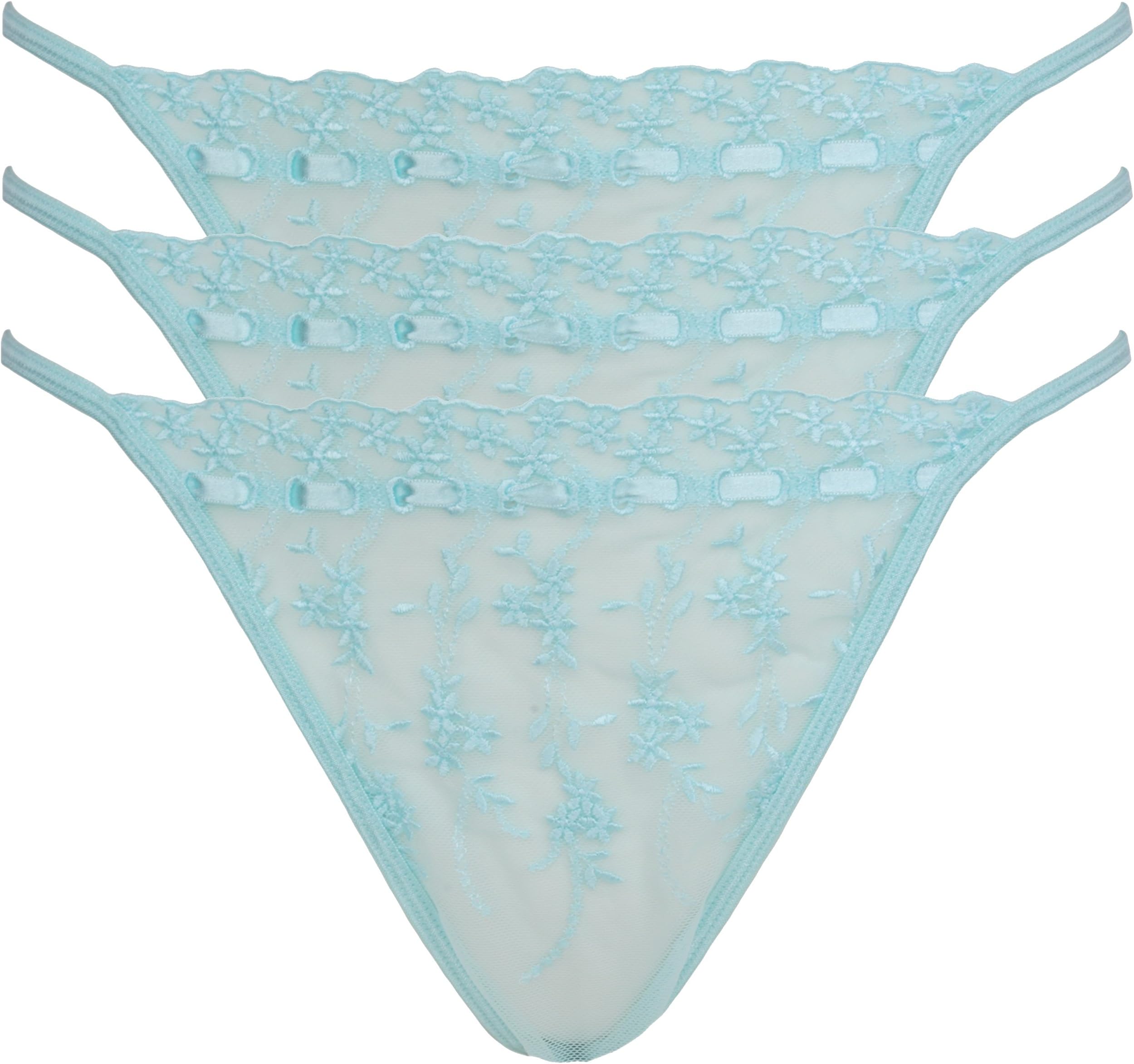 Ex-StoreEmbroidered Mesh Thong 3 Pack Turquoise 16