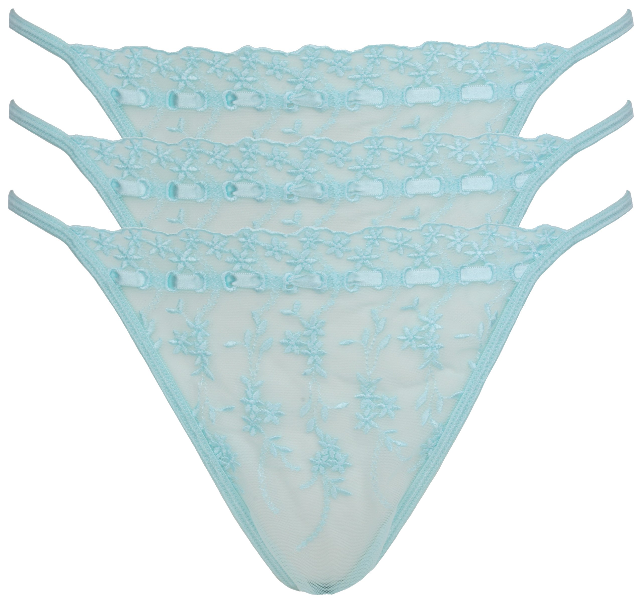 Ex-StoreEmbroidered Mesh Thong 3 Pack Turquoise 16