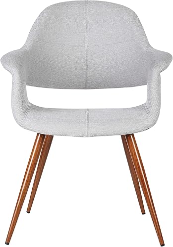 Vista 3 de Armen Living Silla de comedor Phoebe en tela gris y acabado de madera de nogal