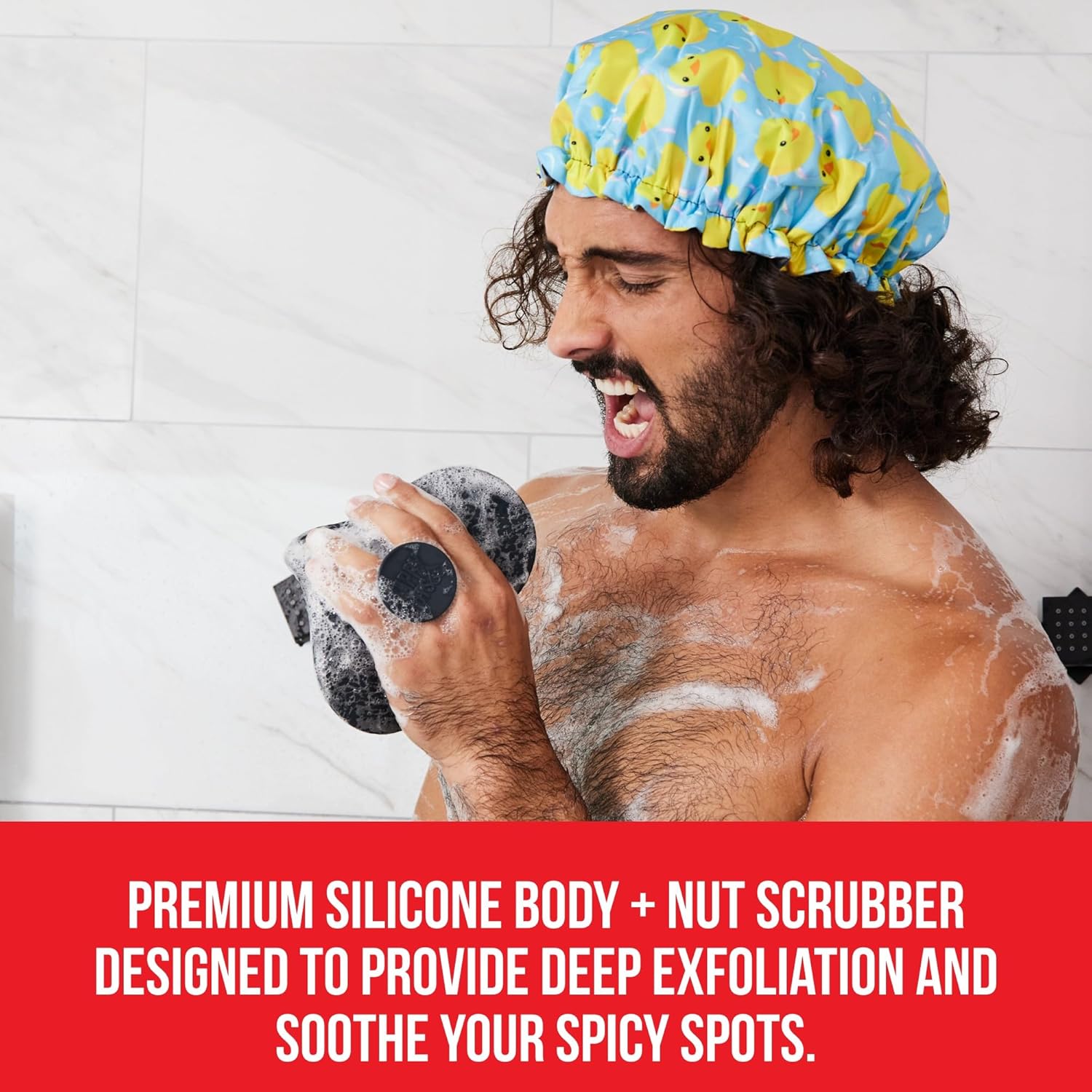 HAPPY NUTS Silicone Body Scrubber, Exfoliating Body Scrubber for Sensitive Skin, Sustainable Shower Scrubber for Body, Silicone Body Brush for Showering (2 Pack, Scrubber)