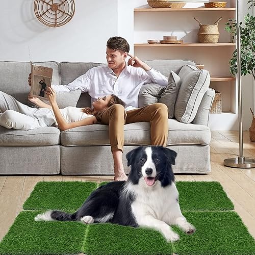 Miniatura 7 de Almohadillas para orina de perro, 6 paquetes de almohadillas de hierba para perros pequeños y cachorros, 12 x 12 pulgadas, alfombra de césped