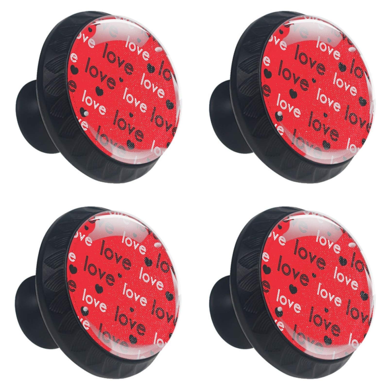Boutons de meuble ronds en verre rouge brillant au design romantique 30 mm