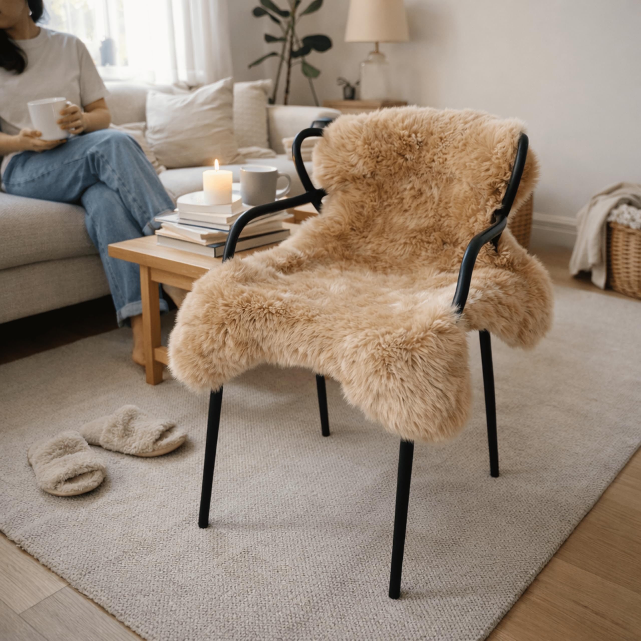 Australian Lammfell Echt Goldbraun 100 x 60 cm, Schaffell Echt, Naturfell | Fell für Stuhl, geruchlos, Lammfell Teppich für das Sofa, Fell, Schaffelle